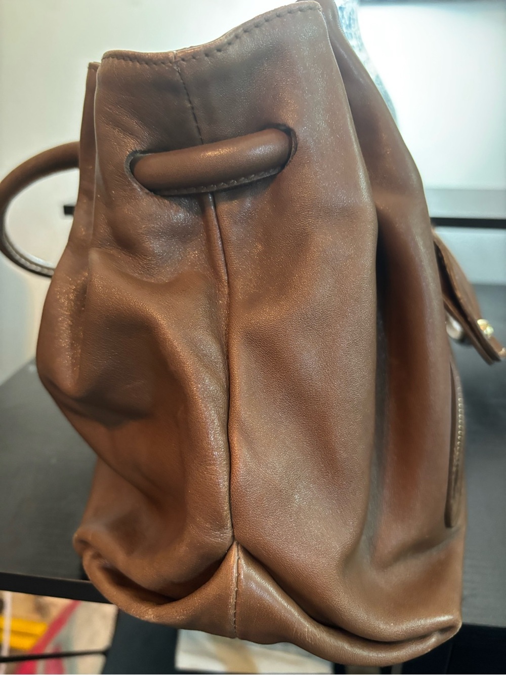 Furla Carmen Vintage Leather Shoulder Bag Tote – Rich Brown / Gold Hardware - Picture 6 of 15